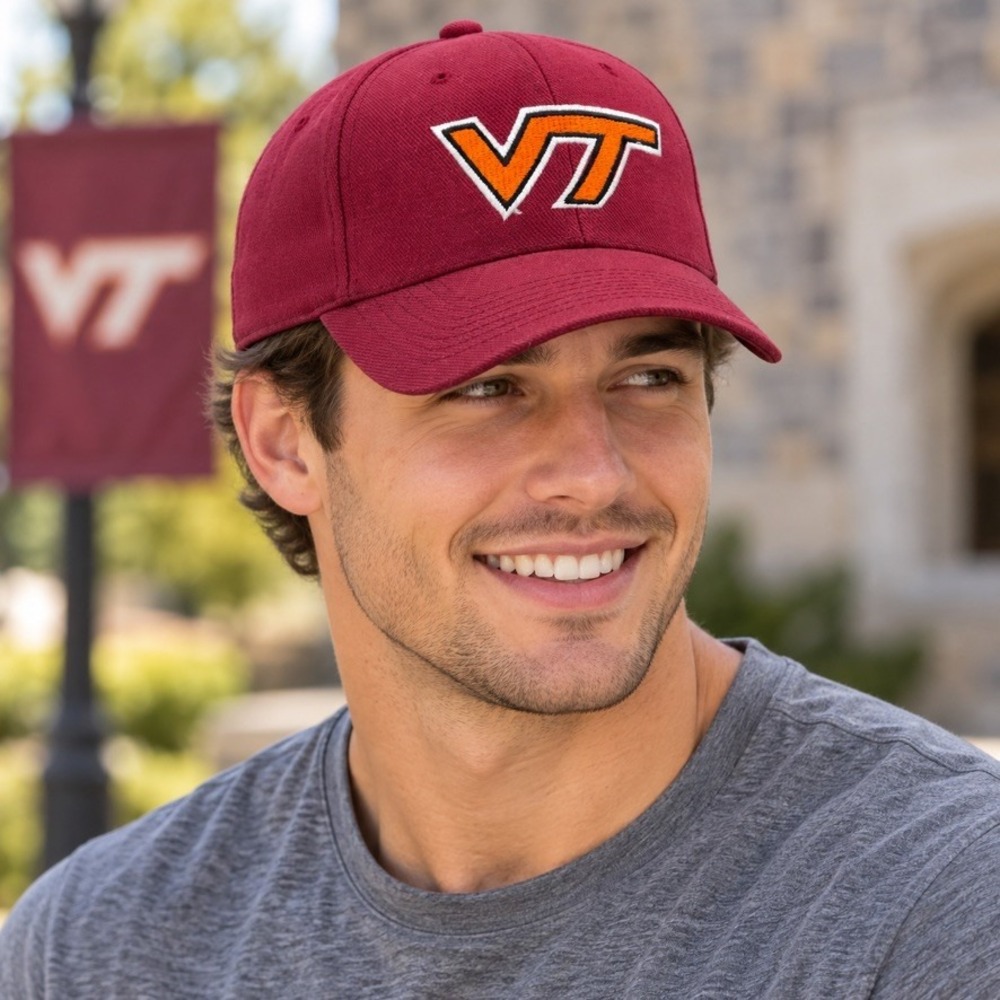 Virginia Tech Hokies Maroon Baseball Cap Hat Adjustable VT Logo One Size